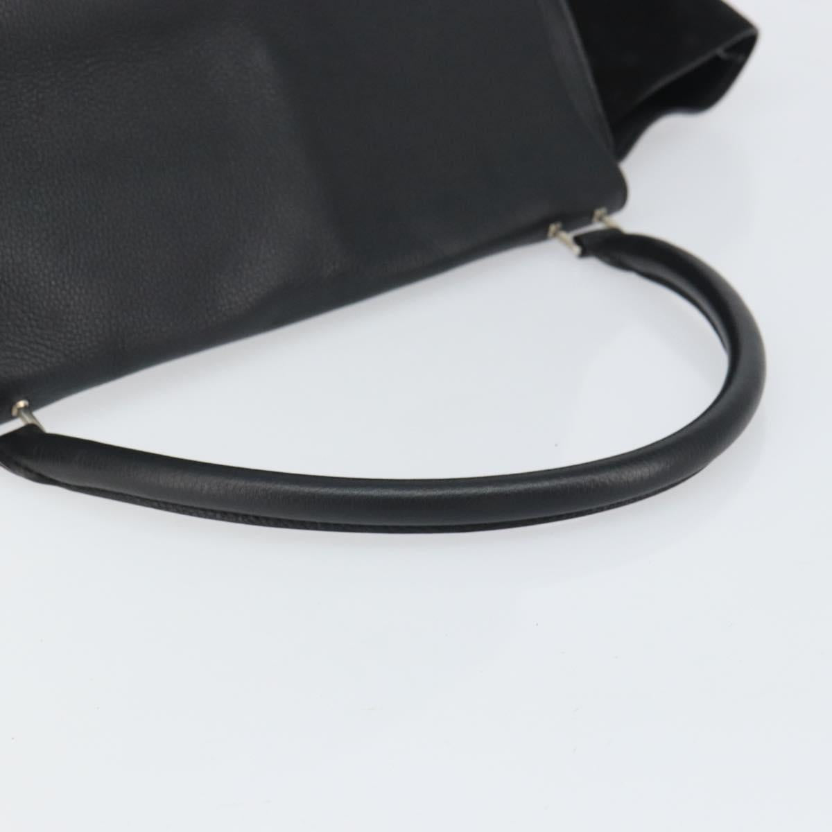 CELINE Trapeze Hand Bag Leather Suede Black Silver Auth 165042