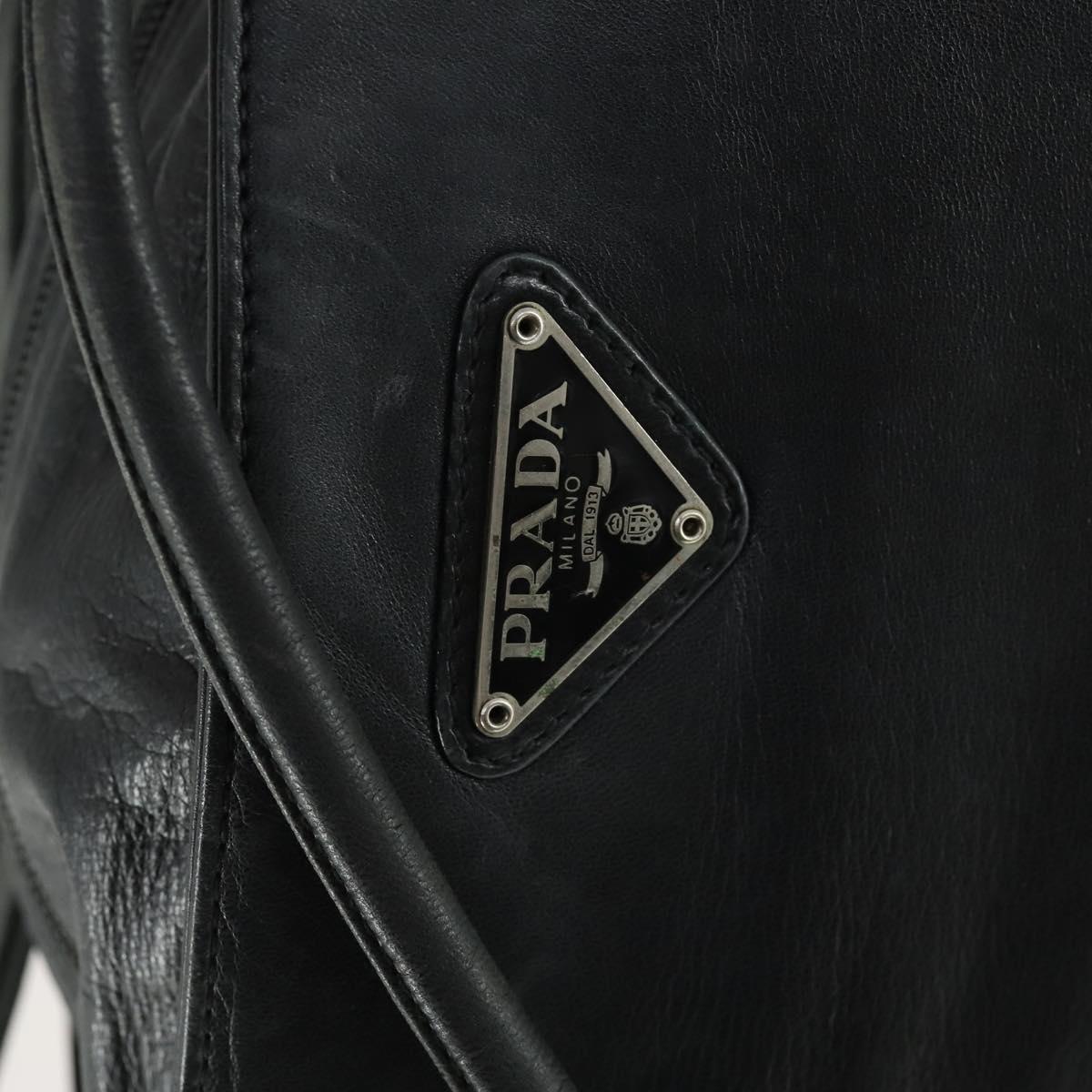 PRADA Tote Bag Leather Black Auth 165044