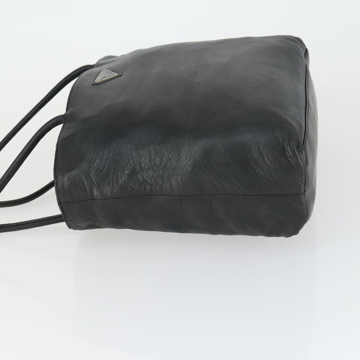 PRADA Tote Bag Leather Black Auth 165044