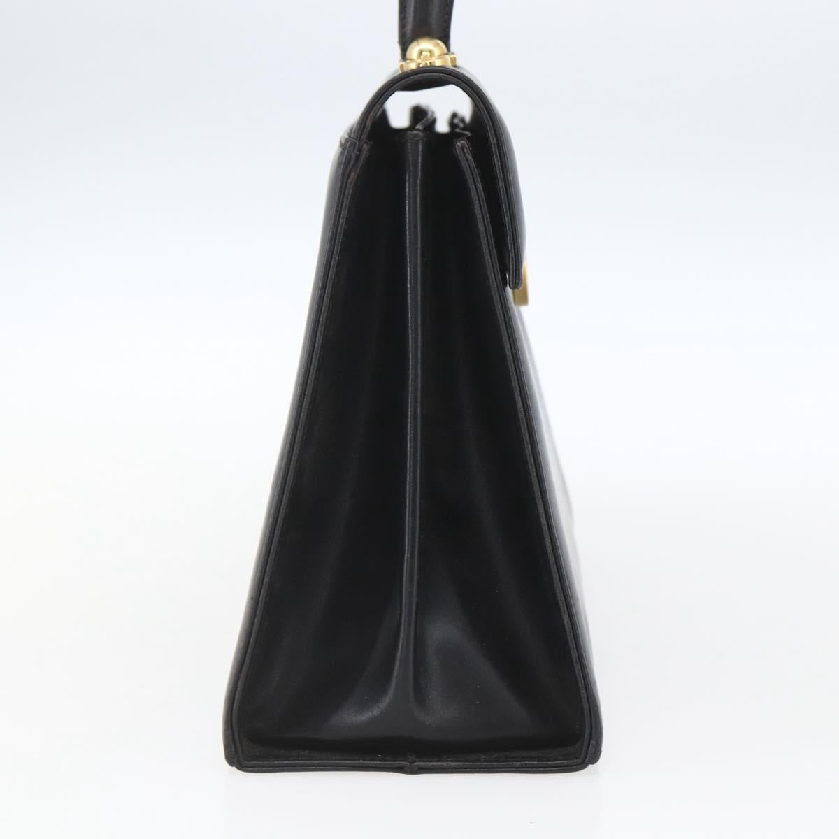 Salvatore Ferragamo Gancini Hand Bag Leather Black Gold Auth 165048