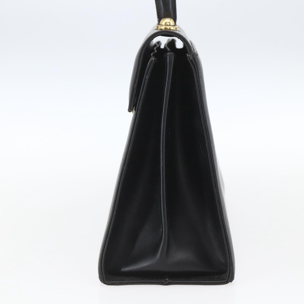 Salvatore Ferragamo Gancini Hand Bag Leather Black Gold Auth 165048