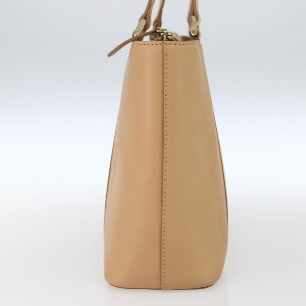 BURBERRY Hand Bag Leather Beige Gold Auth 165049