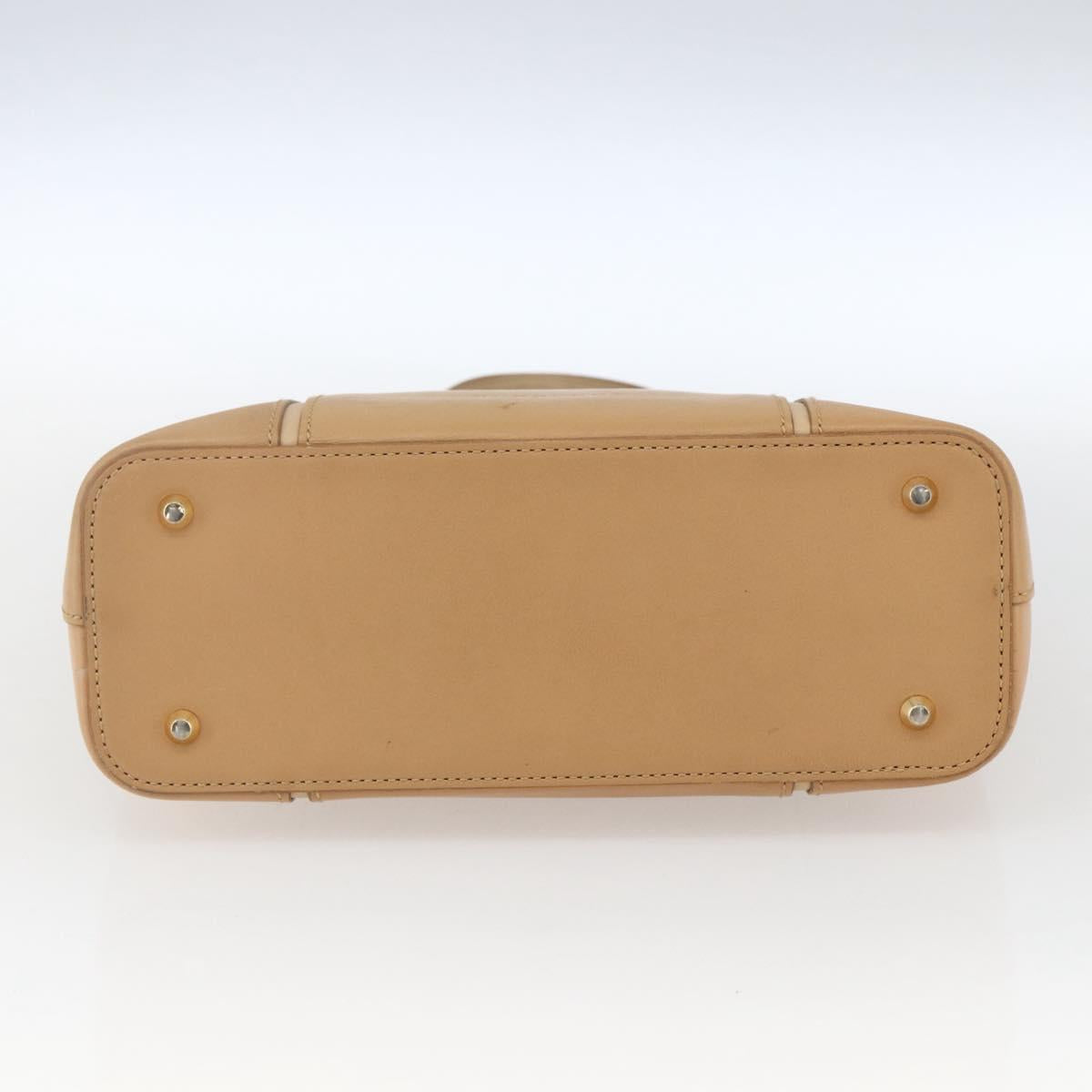 BURBERRY Hand Bag Leather Beige Gold Auth 165049