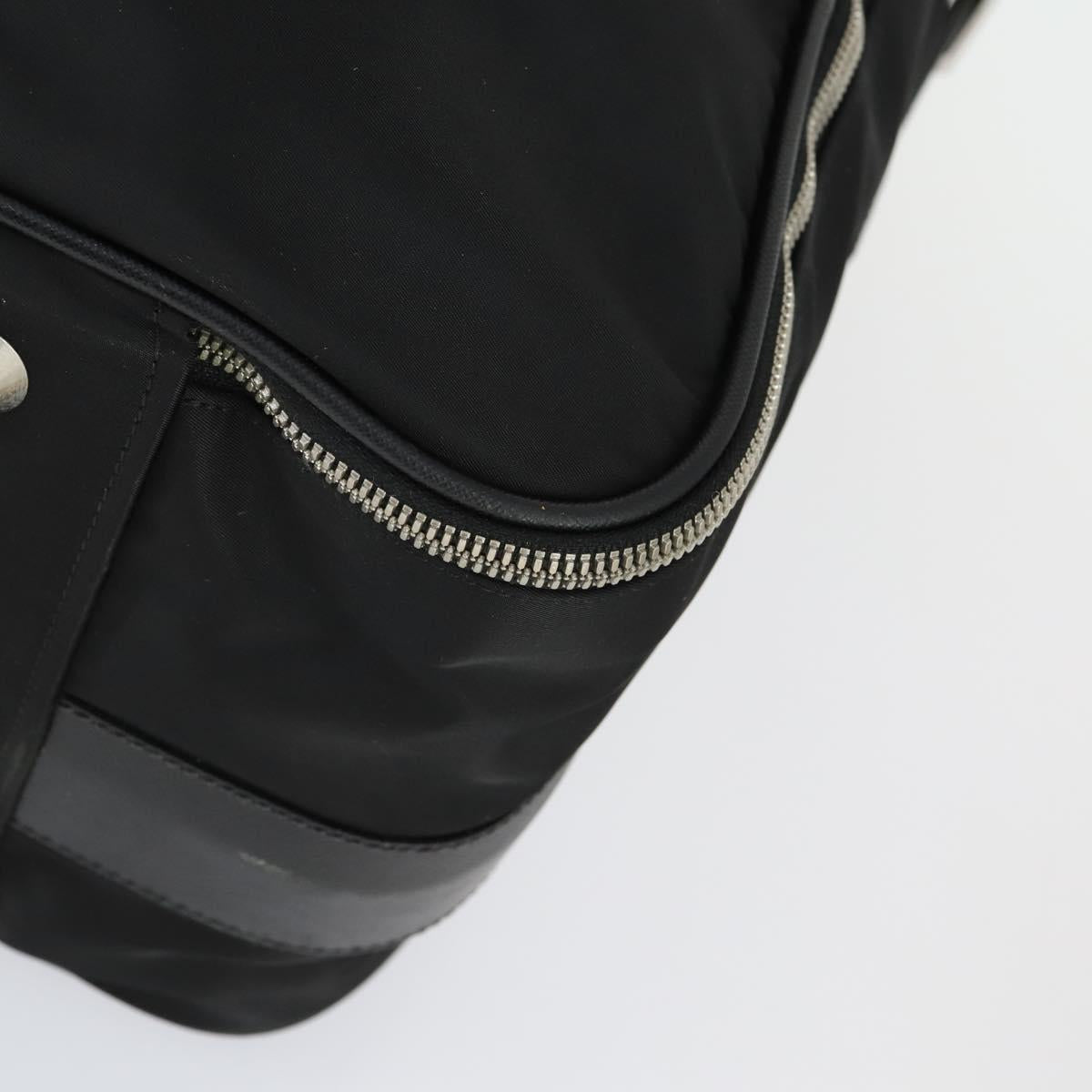 PRADA Carry Case Suitcase Nylon Leather Black Silver Auth 165055