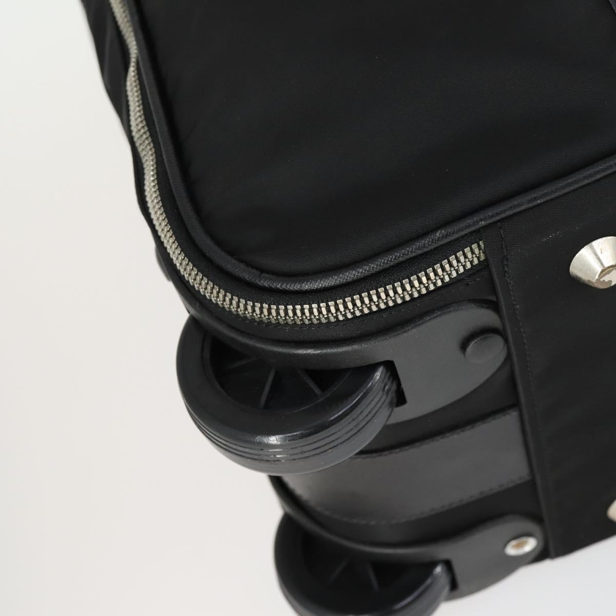 PRADA Carry Case Suitcase Nylon Leather Black Silver Auth 165055