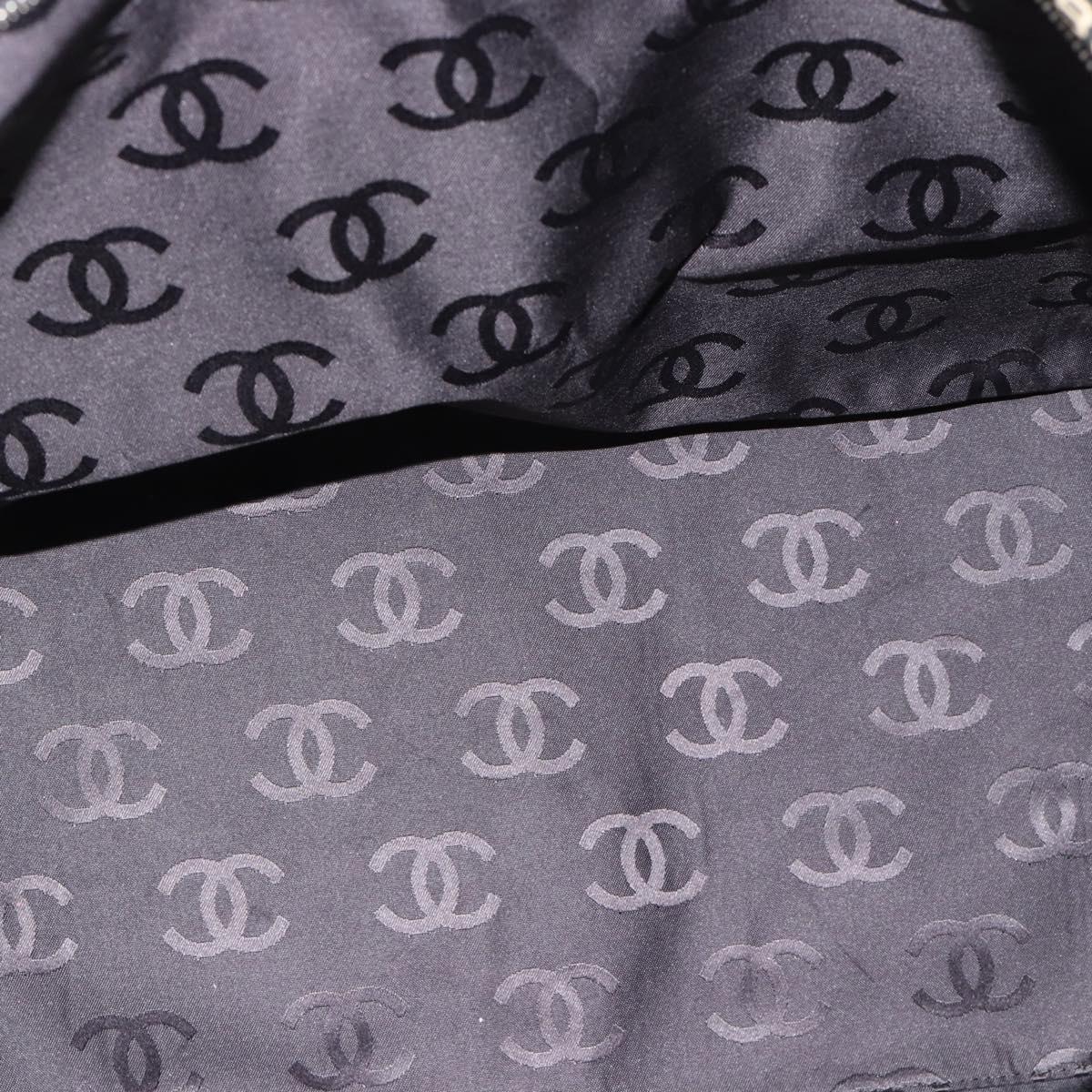 CHANEL By Sea Line Tote Bag Canvas Black Silver CC Auth 165062