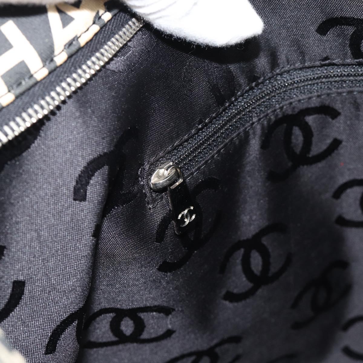 CHANEL By Sea Line Tote Bag Canvas Black Silver CC Auth 165062