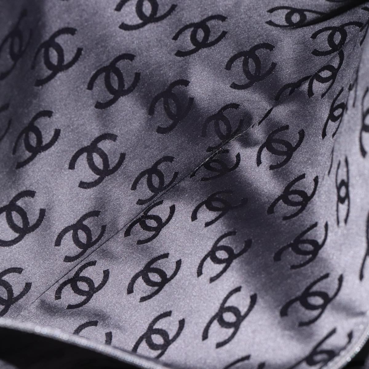 CHANEL By Sea Line Tote Bag Canvas Black Silver CC Auth 165062