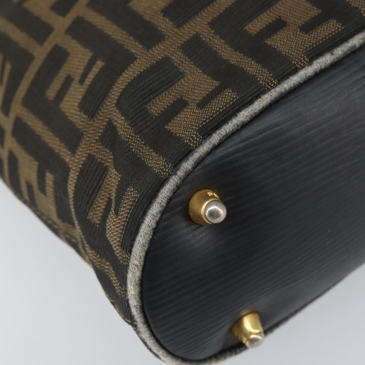 FENDI Zucca Canvas Hand Bag 2way Black Brown gold Auth 165068