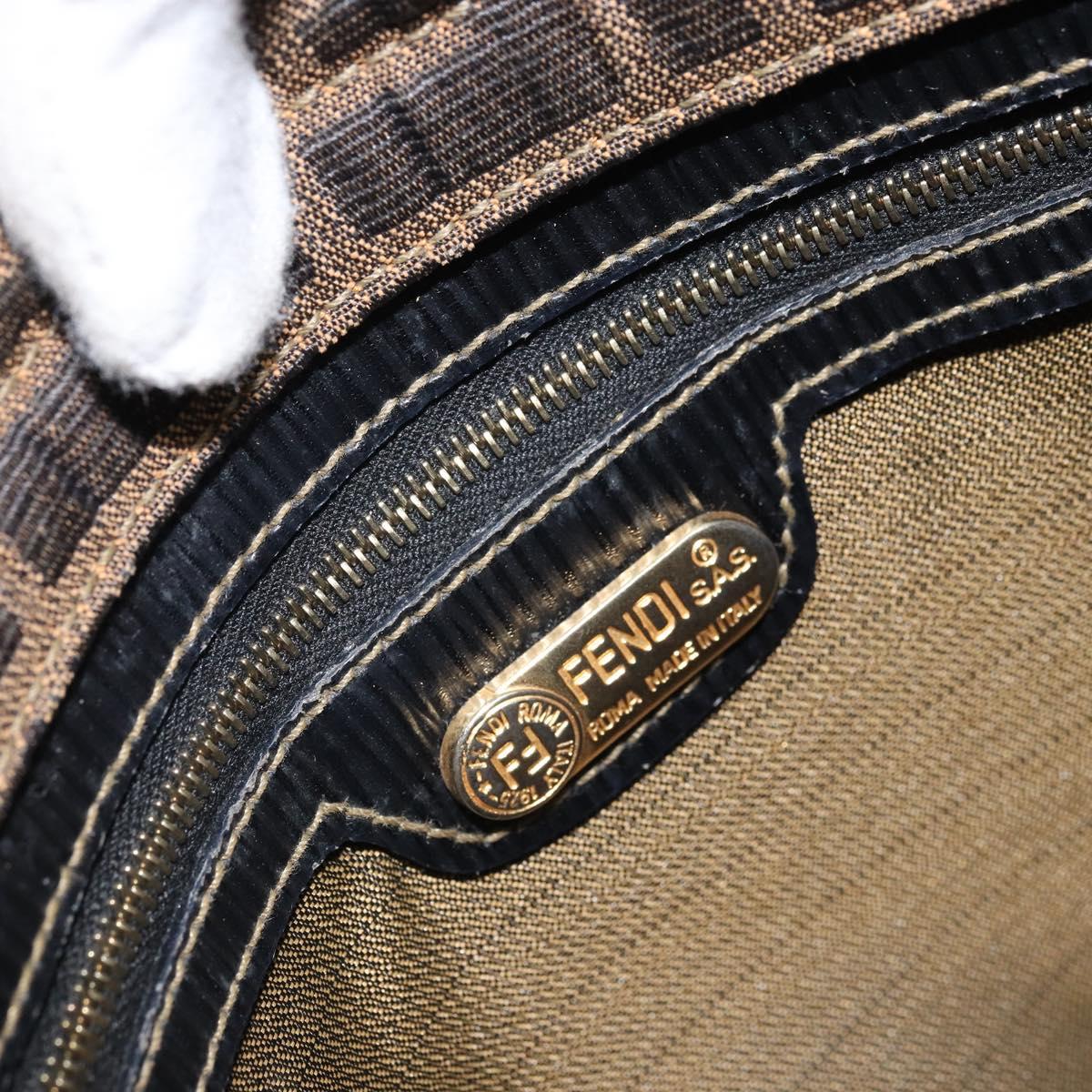 FENDI Zucca Canvas Hand Bag 2way Black Brown gold Auth 165068