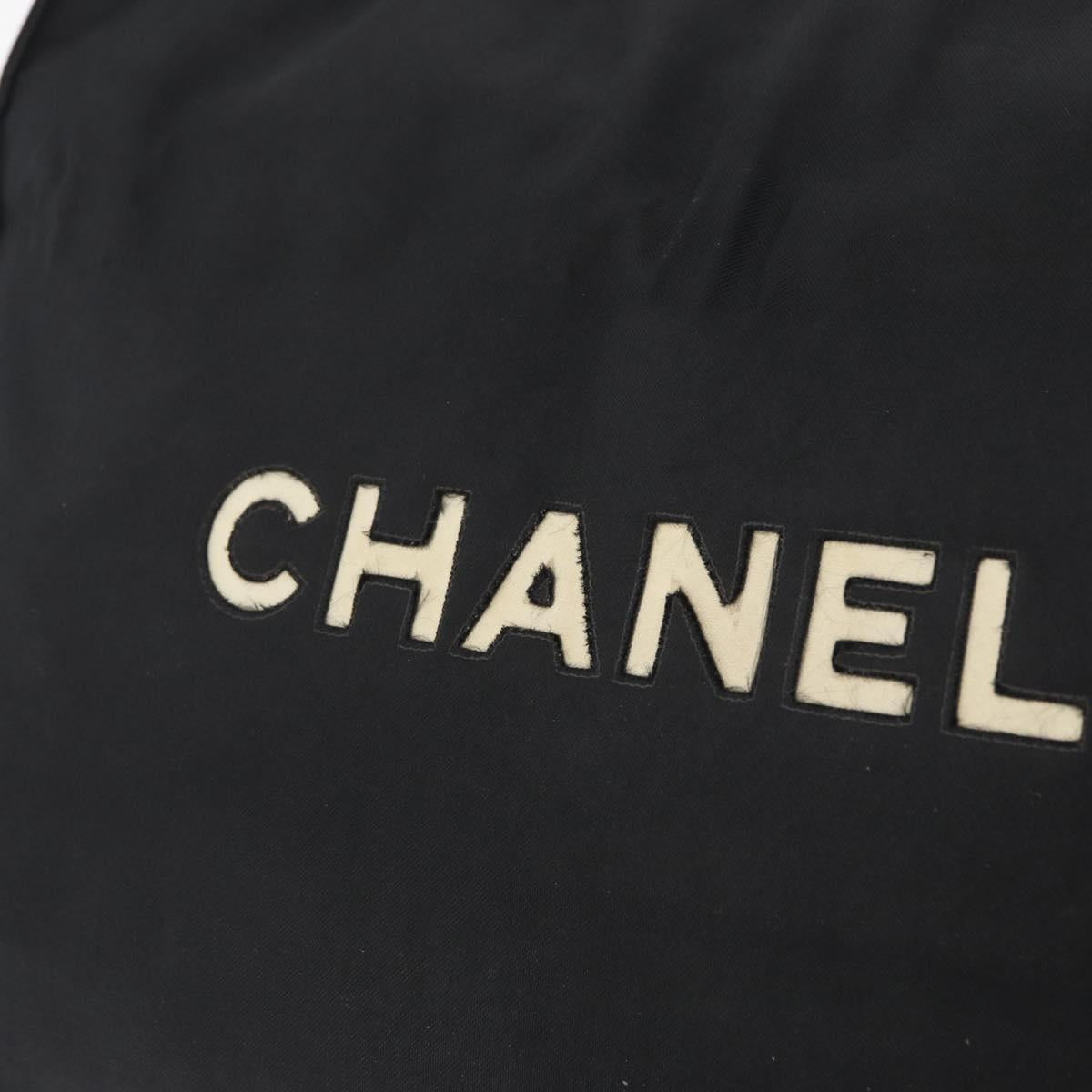 CHANEL COCO Mark Chain Tote Bag Nylon Black Gold CC Auth 165069