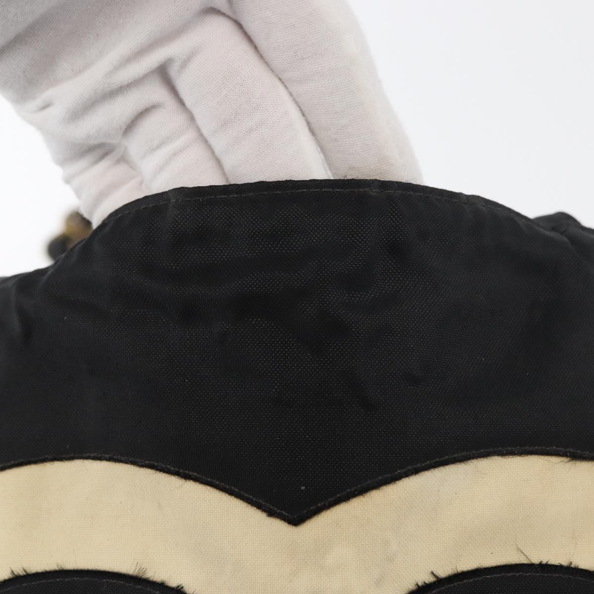 CHANEL COCO Mark Chain Tote Bag Nylon Black Gold CC Auth 165069
