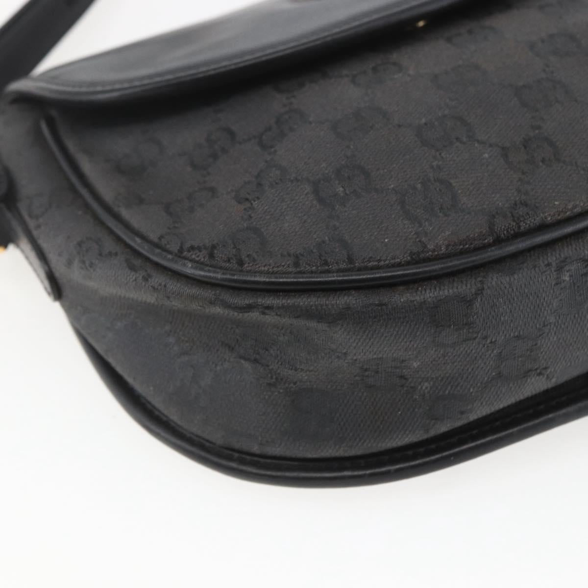 GUCCI GG Supreme Shoulder Bag Coated Canvas Black Gold 007 14 0074 Auth 165072