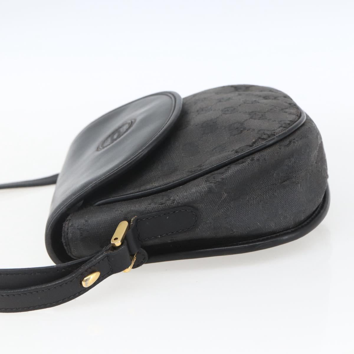 GUCCI GG Supreme Shoulder Bag Coated Canvas Black Gold 007 14 0074 Auth 165072