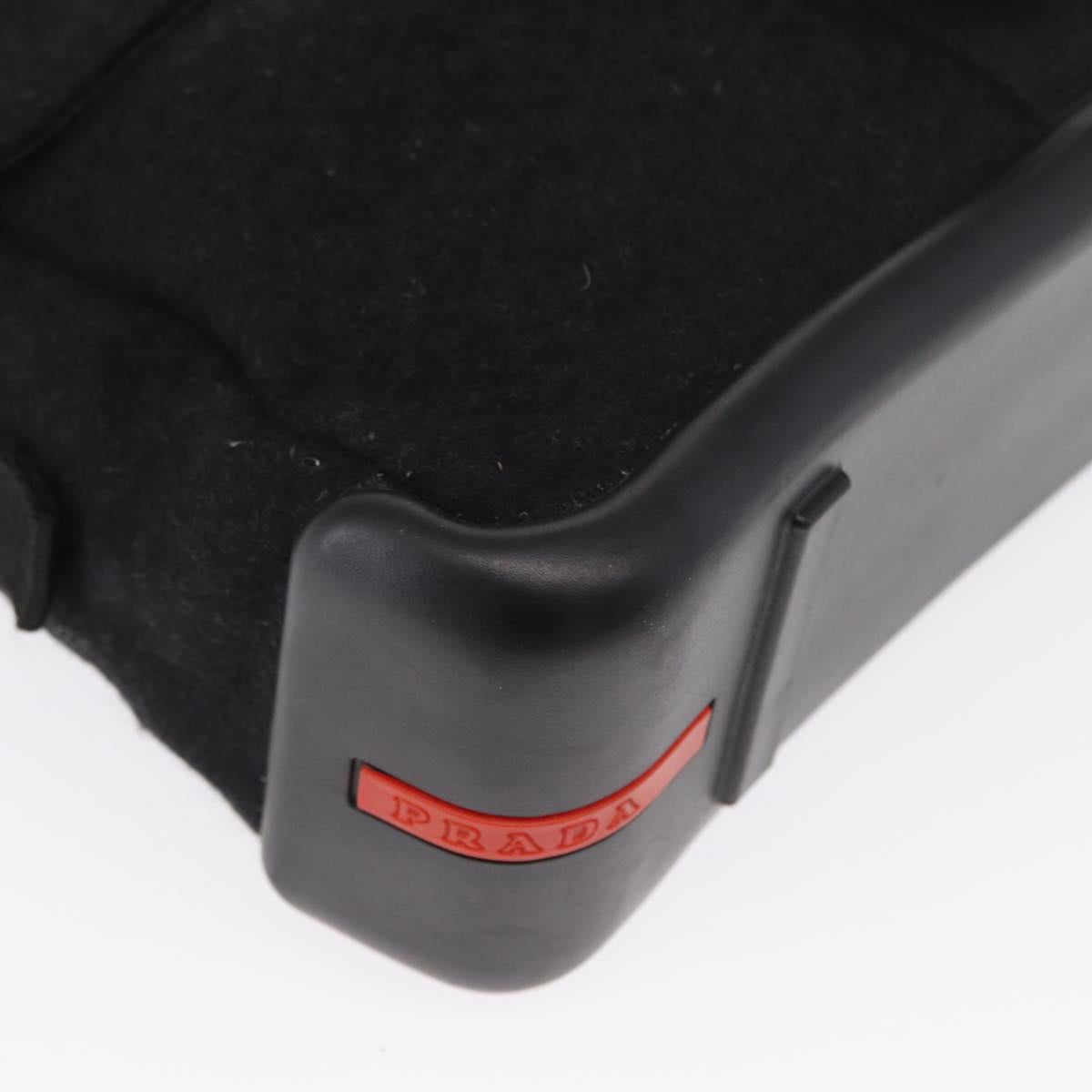 PRADA Sports Shoulder Bag Wool Black Silver Auth 165073