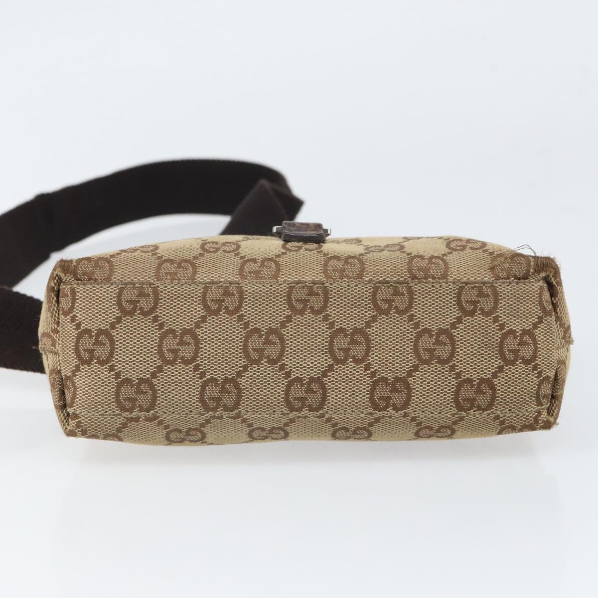 GUCCI GG Canvas Body Bag Beige Silver 92543 Auth 165079