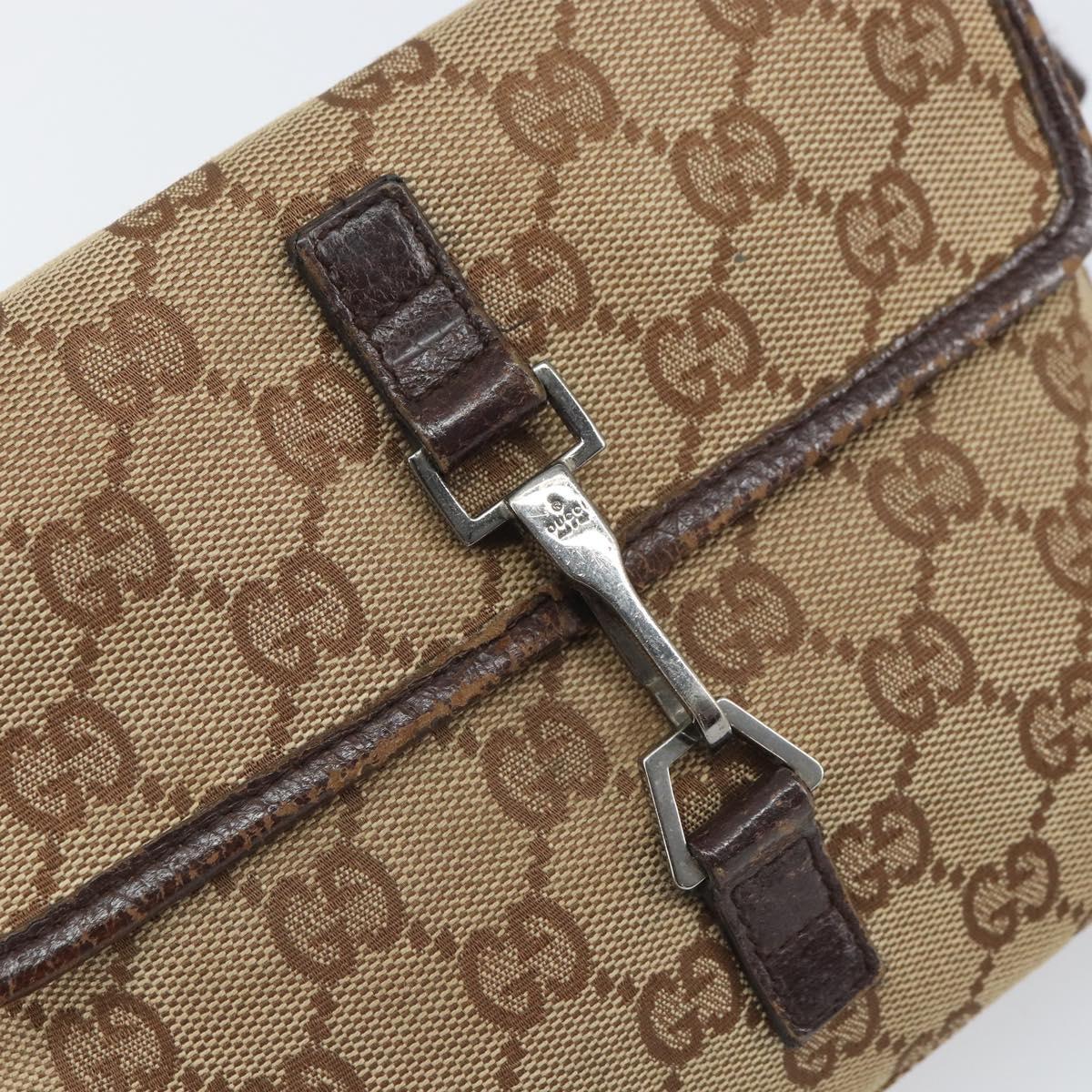 GUCCI GG Canvas Body Bag Beige Silver 92543 Auth 165079