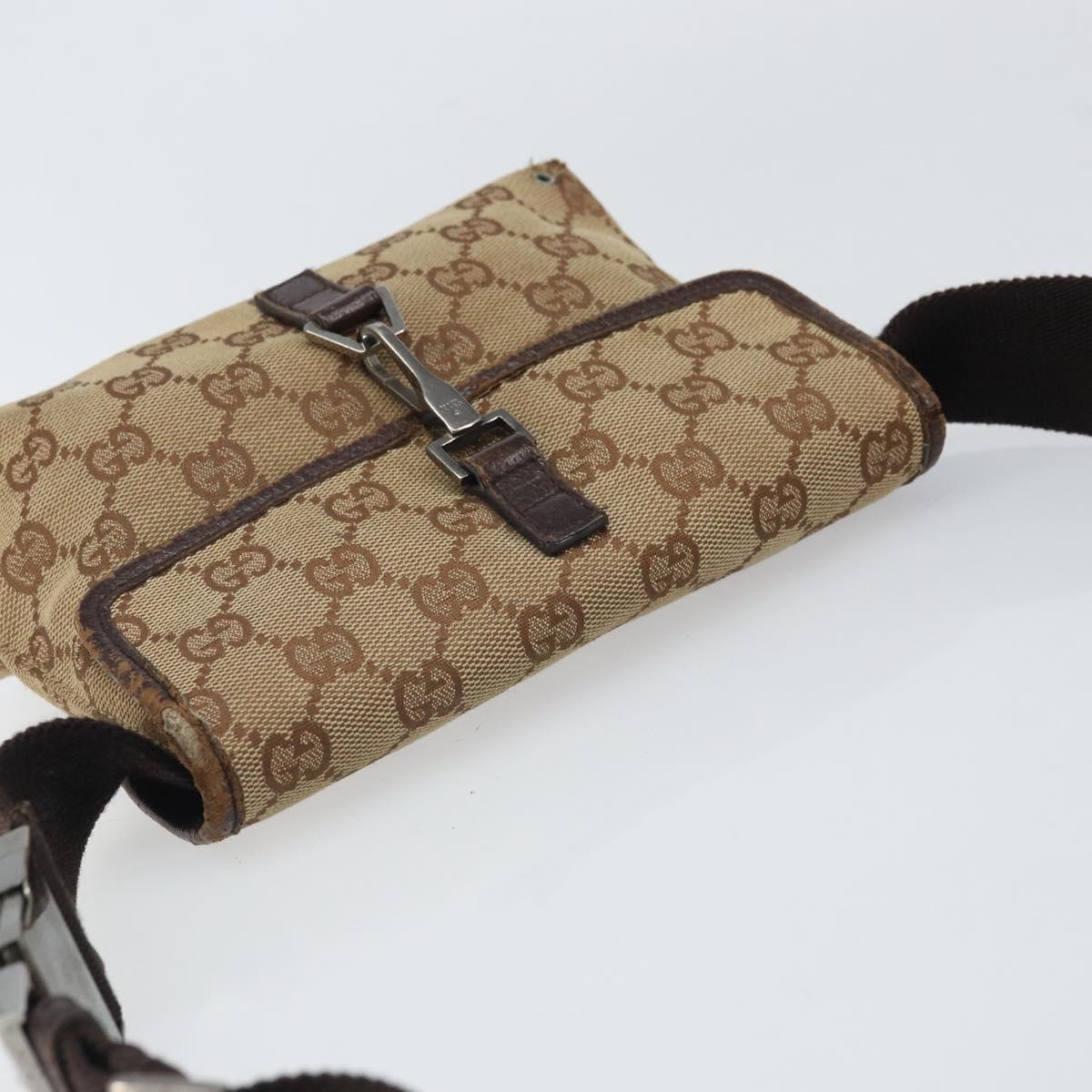 GUCCI GG Canvas Body Bag Beige Silver 92543 Auth 165079