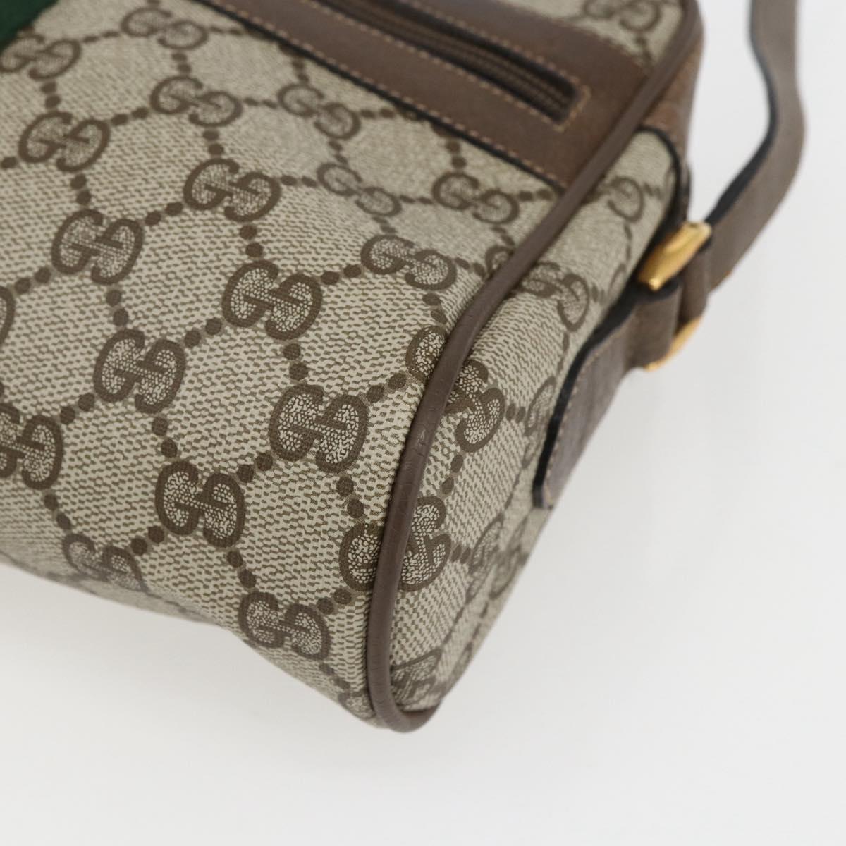 GUCCI GG Supreme Web Sherry Line Bag PVC Beige Gold 75 02 004 Auth 165083