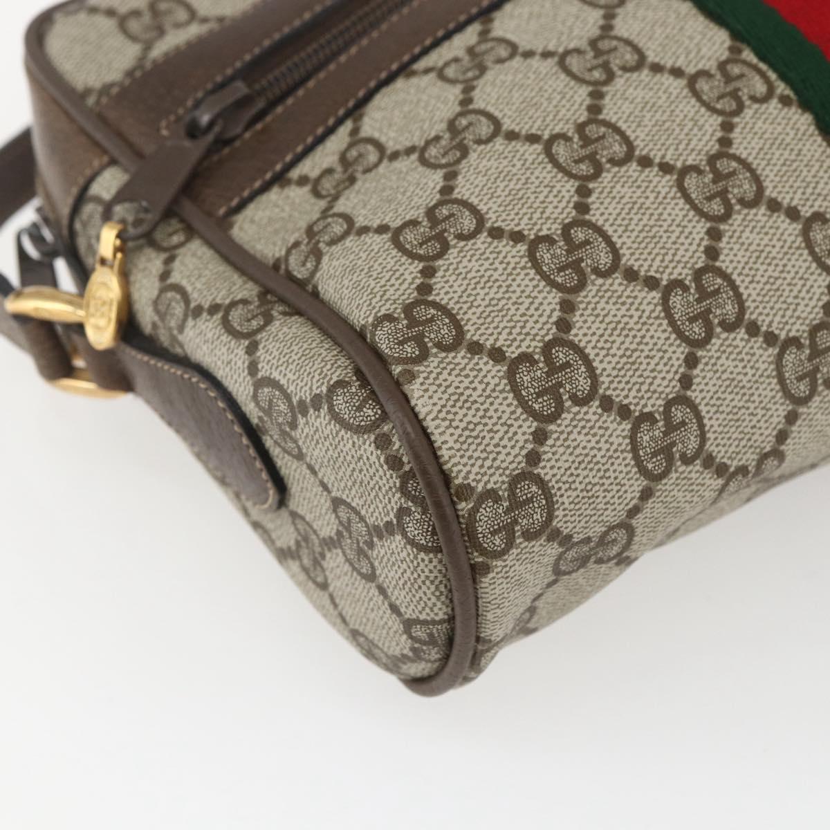 GUCCI GG Supreme Web Sherry Line Bag PVC Beige Gold 75 02 004 Auth 165083