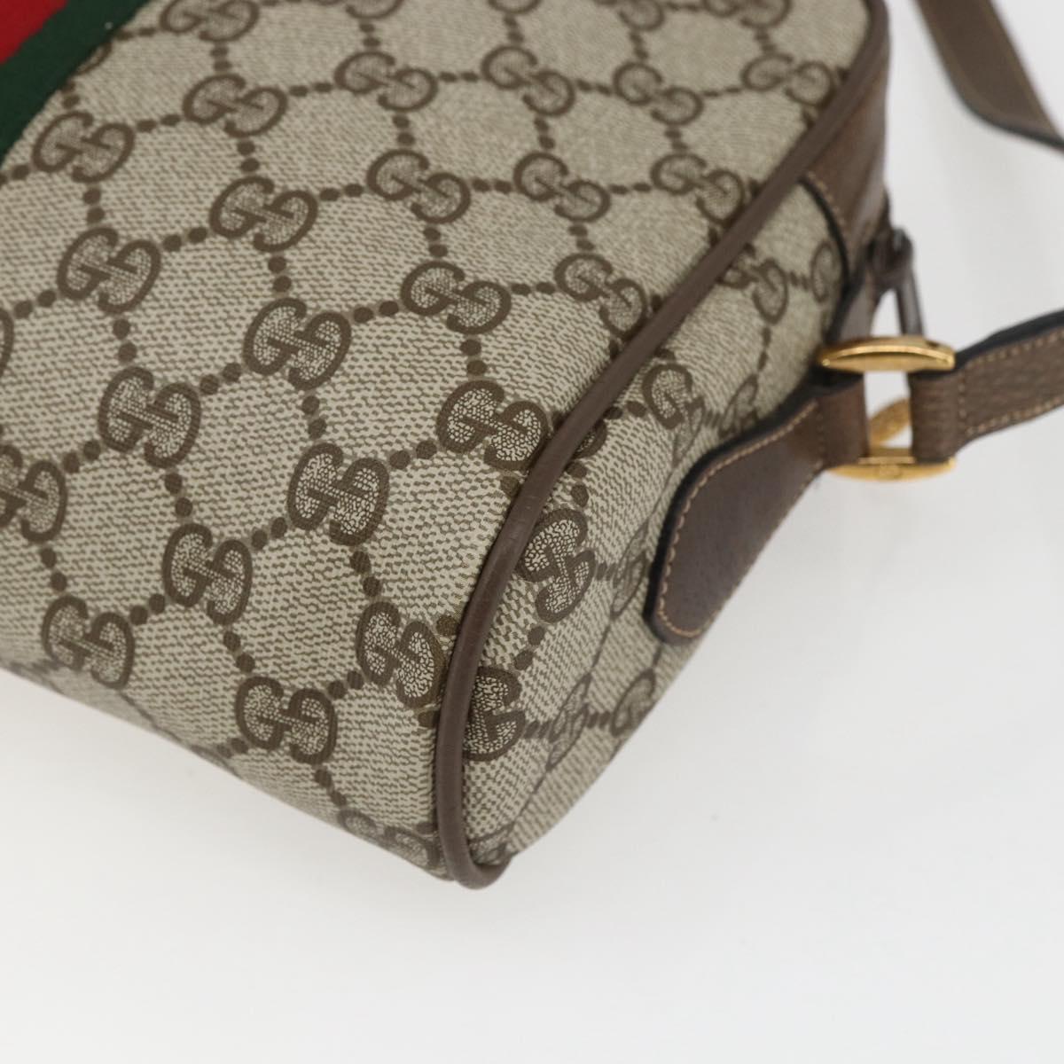 GUCCI GG Supreme Web Sherry Line Bag PVC Beige Gold 75 02 004 Auth 165083