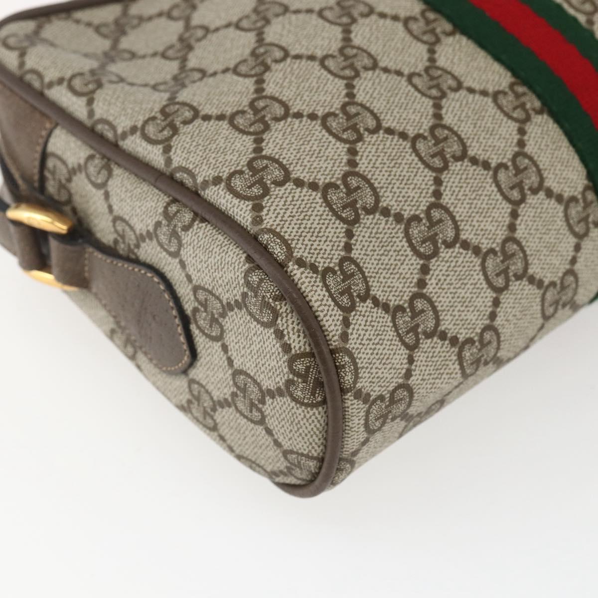 GUCCI GG Supreme Web Sherry Line Bag PVC Beige Gold 75 02 004 Auth 165083
