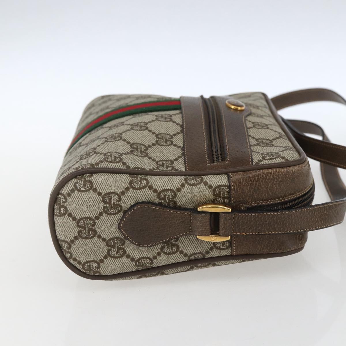 GUCCI GG Supreme Web Sherry Line Bag PVC Beige Gold 75 02 004 Auth 165083