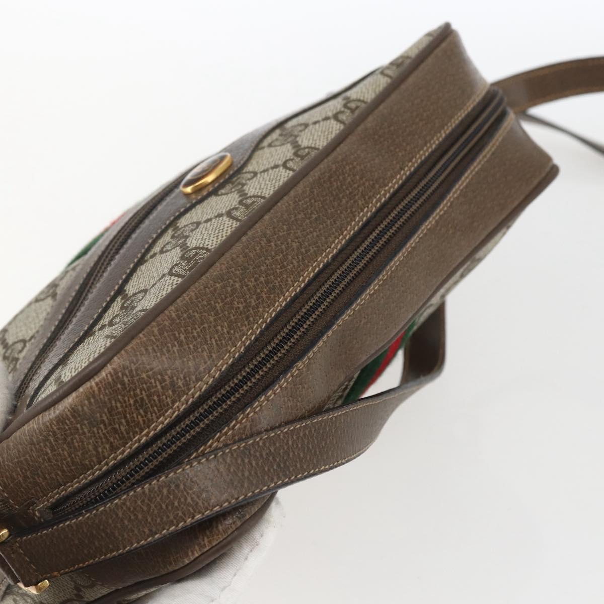 GUCCI GG Supreme Web Sherry Line Bag PVC Beige Gold 75 02 004 Auth 165083