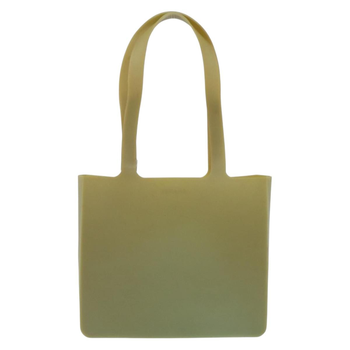 CHANEL Tote Bag rubber Khaki CC Auth 165086
