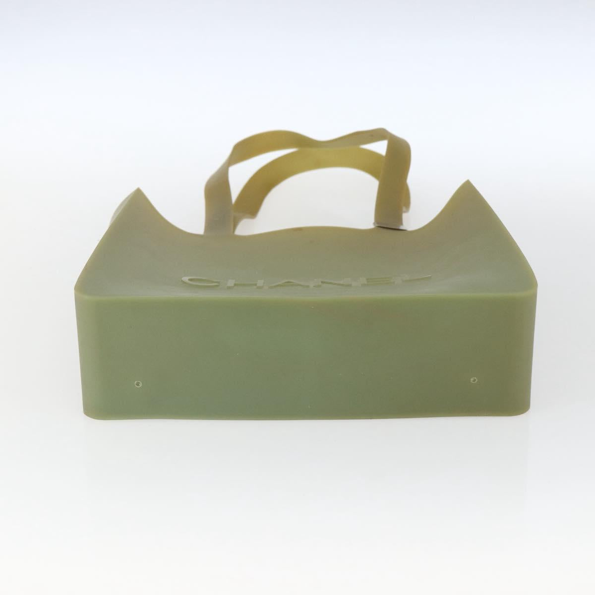 CHANEL Tote Bag rubber Khaki CC Auth 165086