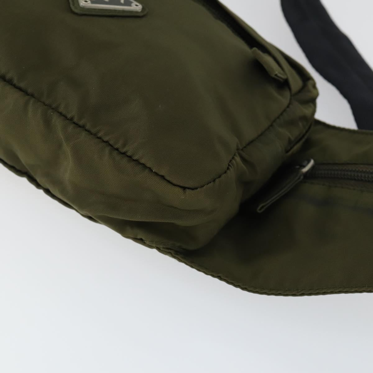 PRADA Waist bag Nylon Khaki Silver Auth 165098