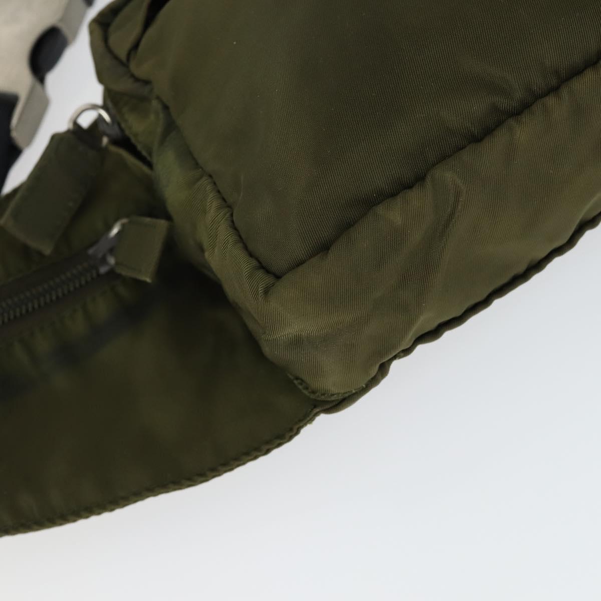 PRADA Waist bag Nylon Khaki Silver Auth 165098