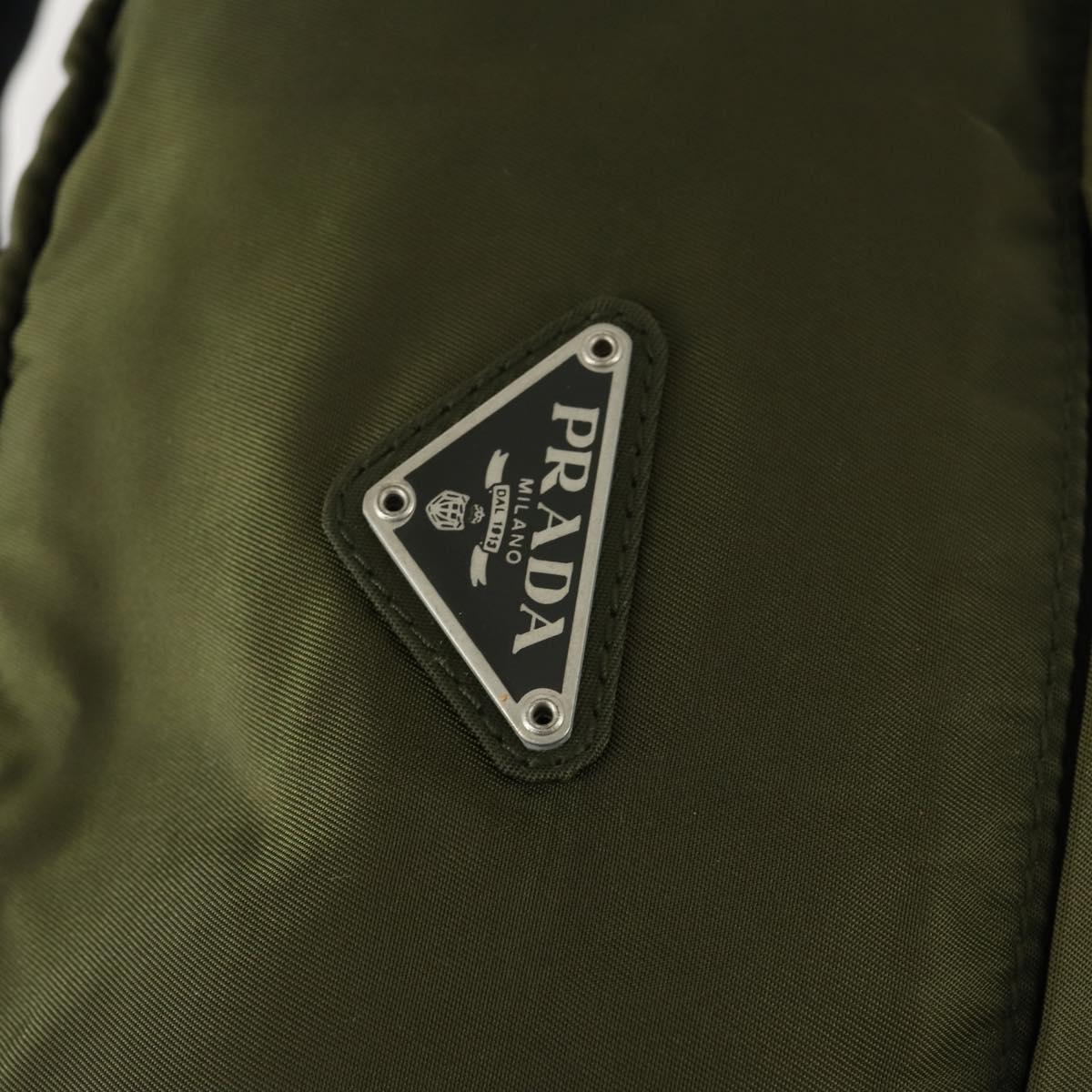 PRADA Waist bag Nylon Khaki Silver Auth 165098