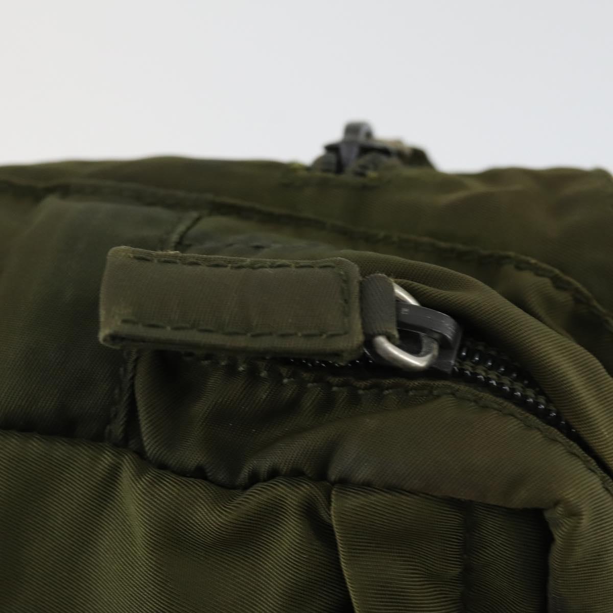 PRADA Waist bag Nylon Khaki Silver Auth 165098