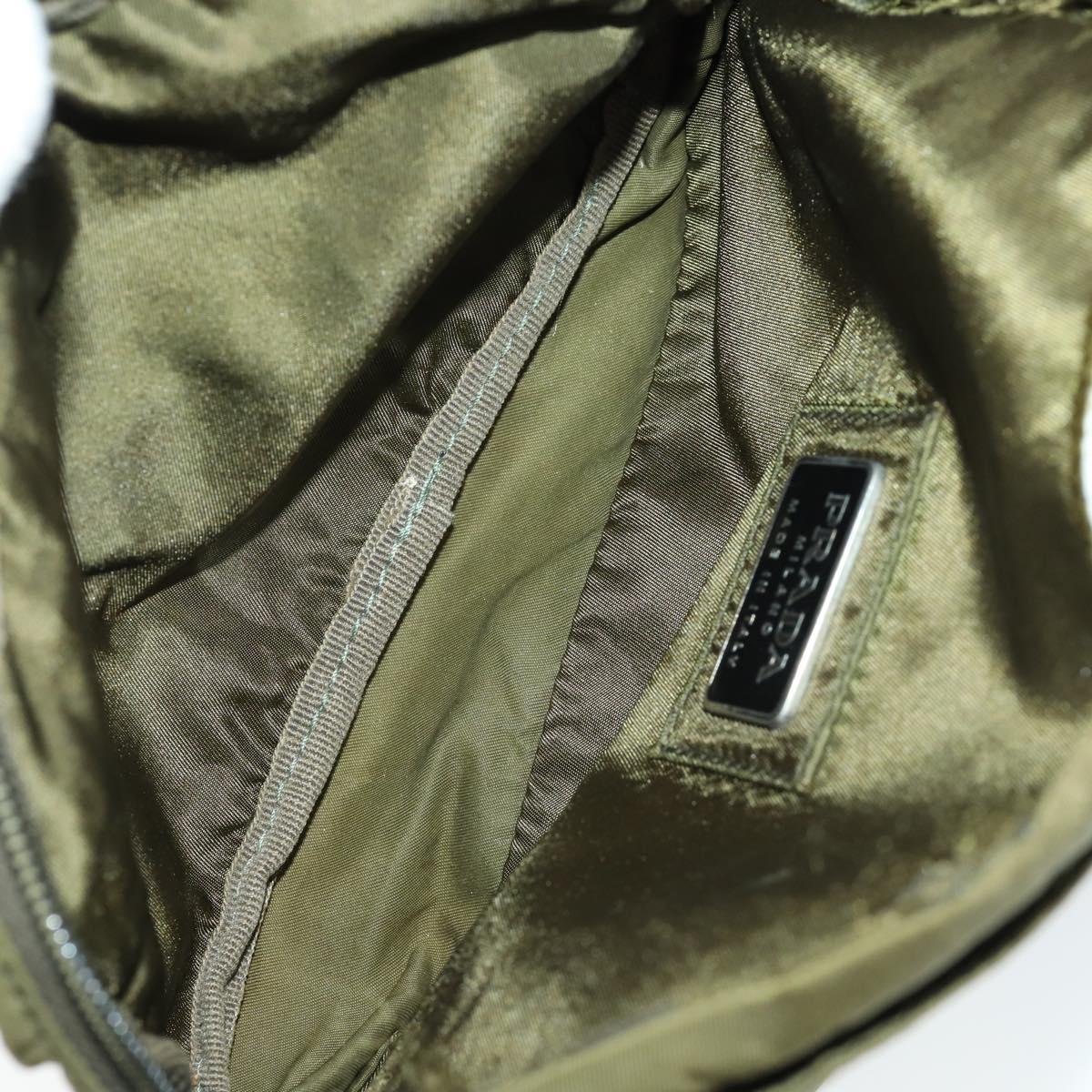 PRADA Waist bag Nylon Khaki Silver Auth 165098