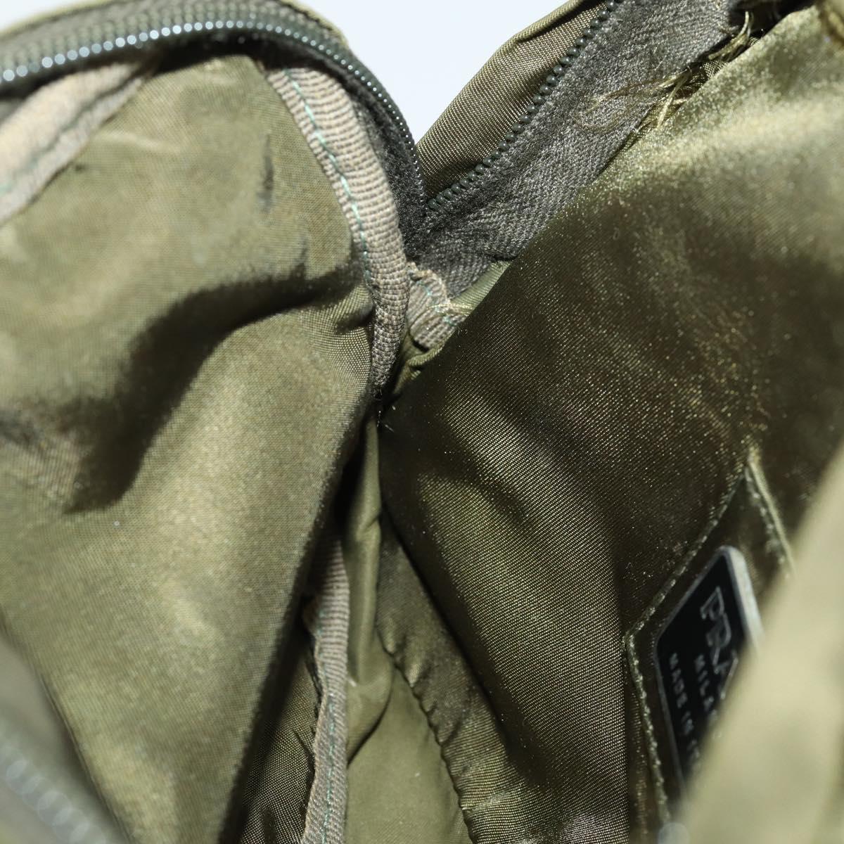 PRADA Waist bag Nylon Khaki Silver Auth 165098