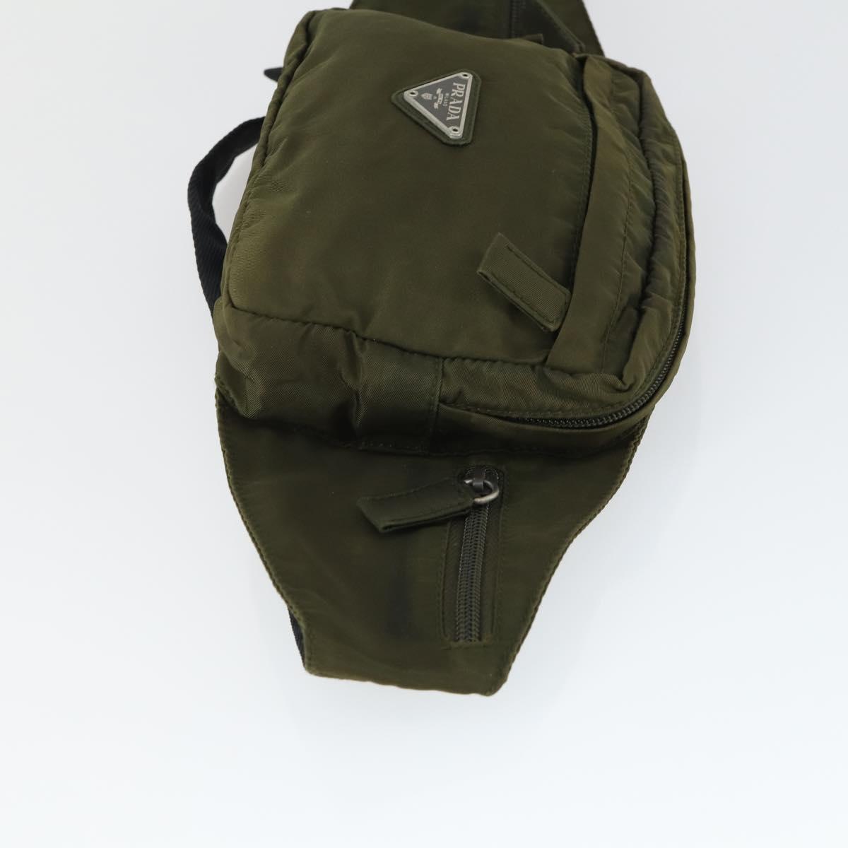 PRADA Waist bag Nylon Khaki Silver Auth 165098