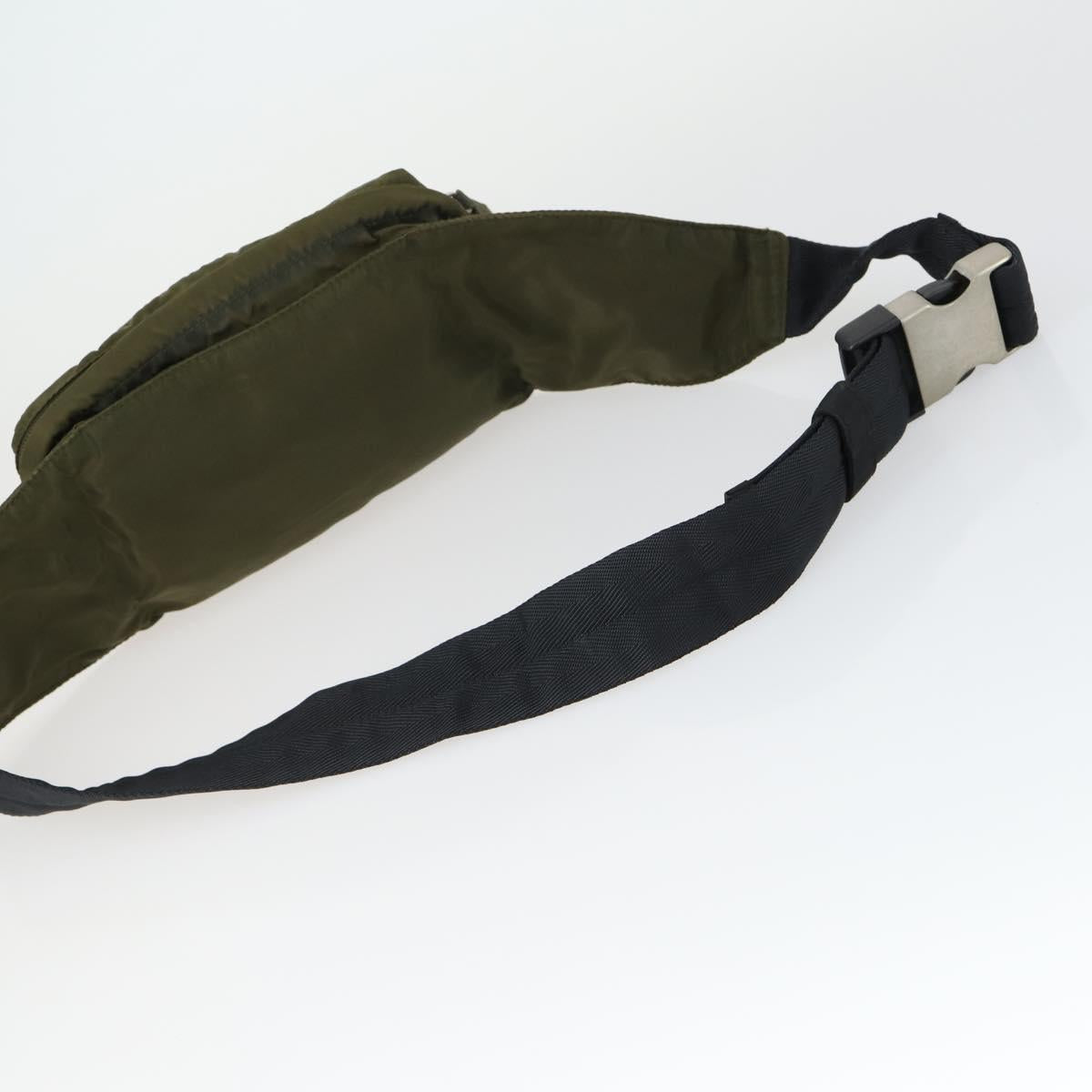 PRADA Waist bag Nylon Khaki Silver Auth 165098