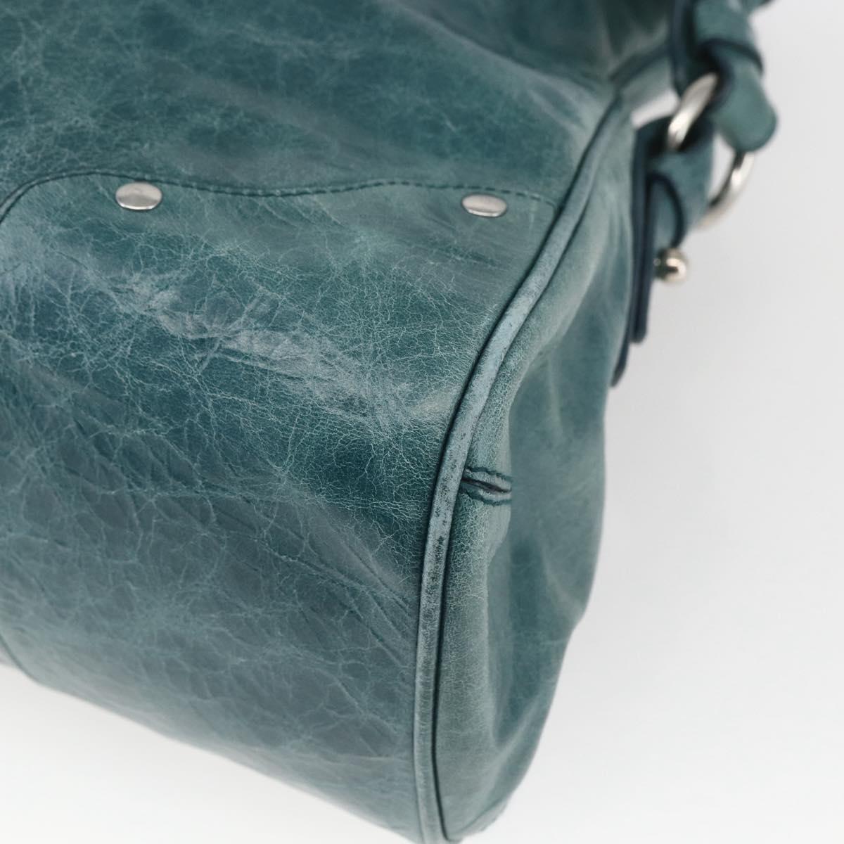 BALLY Hand Bag Leather 2way Green Silver Auth 165100