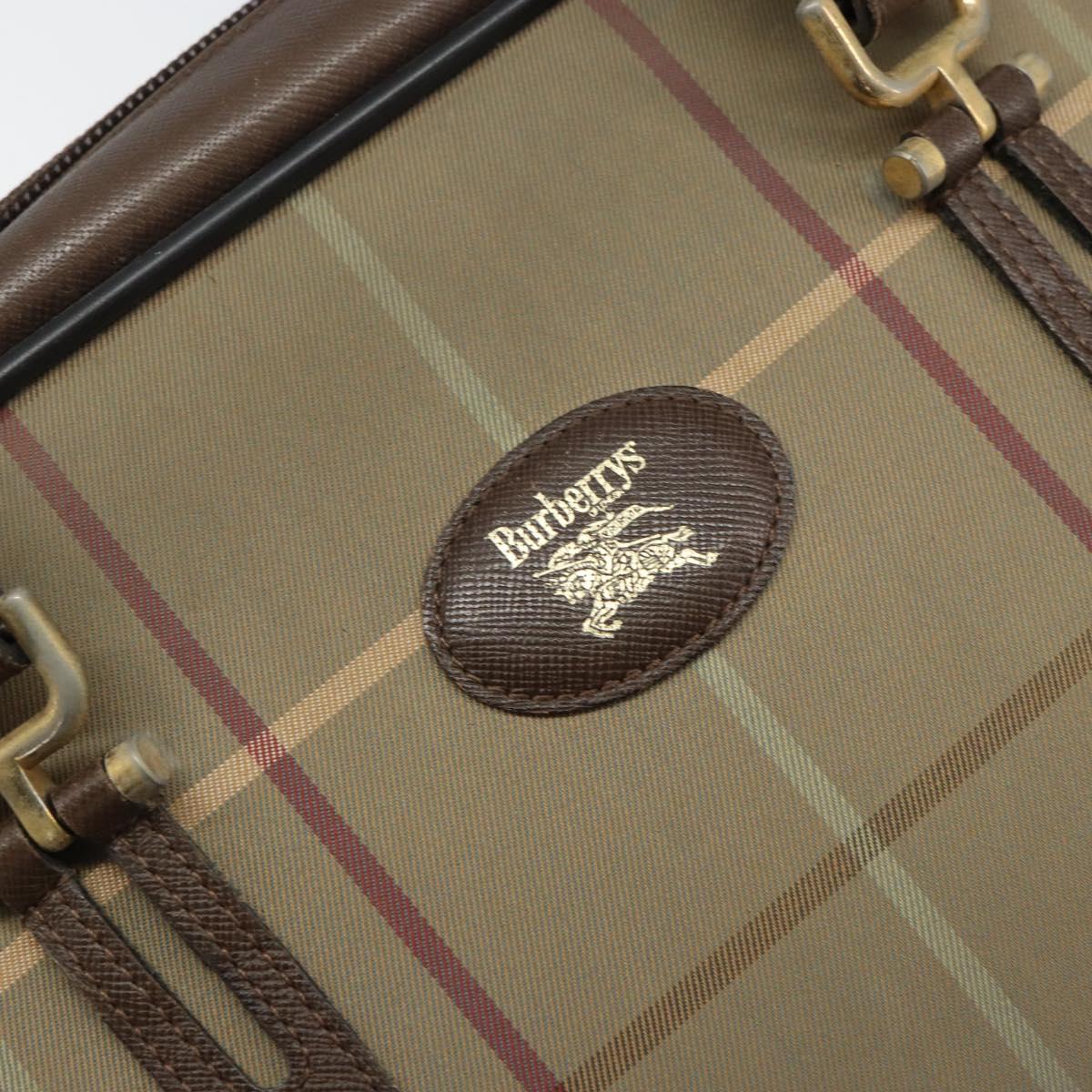 Burberrys Nova Check Hand Bag Canvas Beige Auth 165101