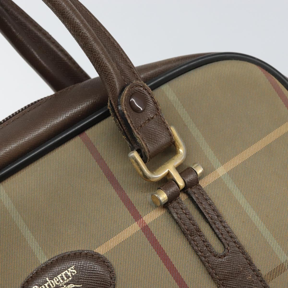 Burberrys Nova Check Hand Bag Canvas Beige Auth 165101