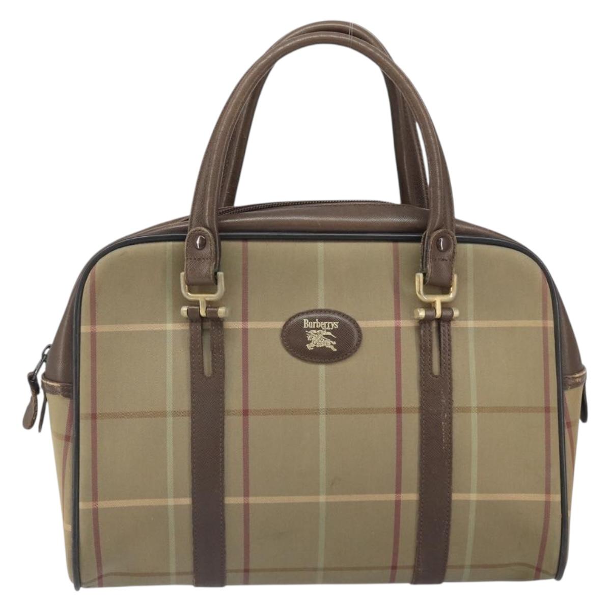 Burberrys Nova Check Hand Bag Canvas Beige Auth 165101