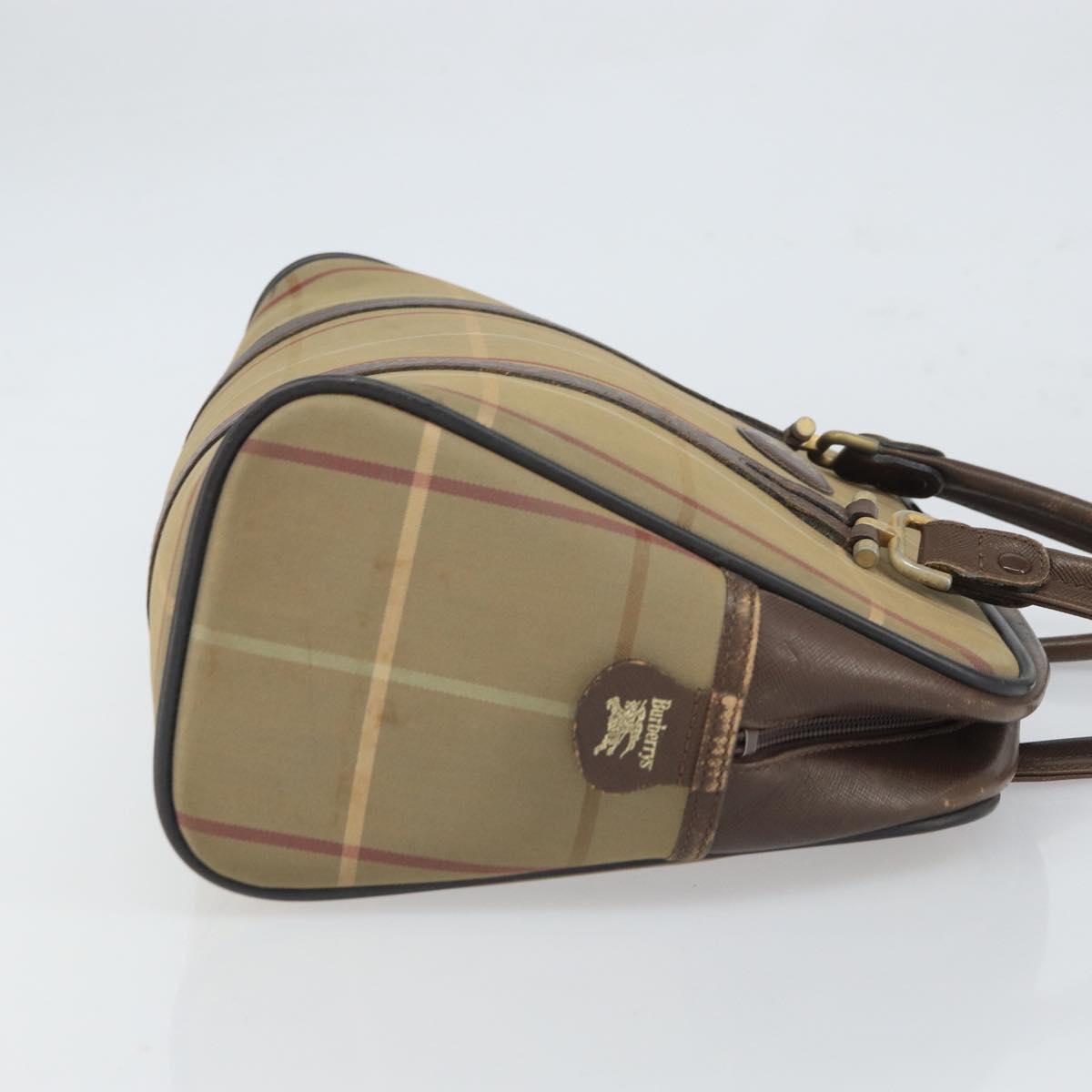 Burberrys Nova Check Hand Bag Canvas Beige Auth 165101