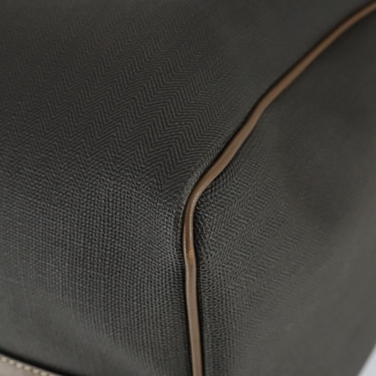 Dunhill Boston Bag PVC Brown Gold Auth 165102