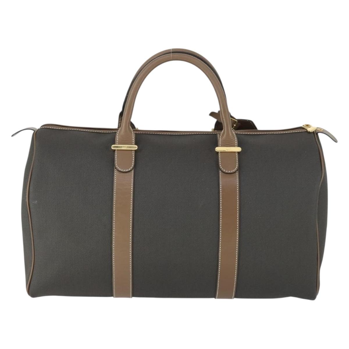 Dunhill Boston Bag PVC Brown Gold Auth 165102