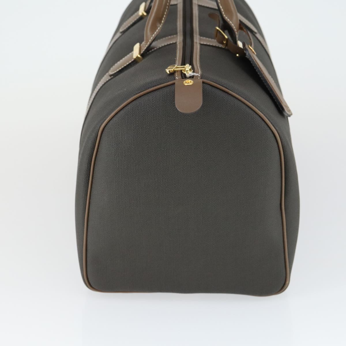 Dunhill Boston Bag PVC Brown Gold Auth 165102