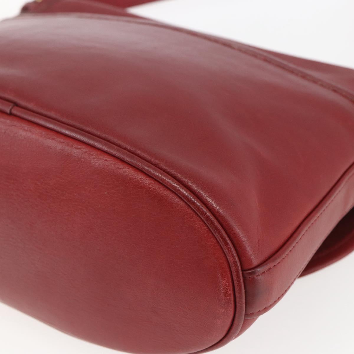 Coach Shoulder Bag Leather Red Gold Auth 165111