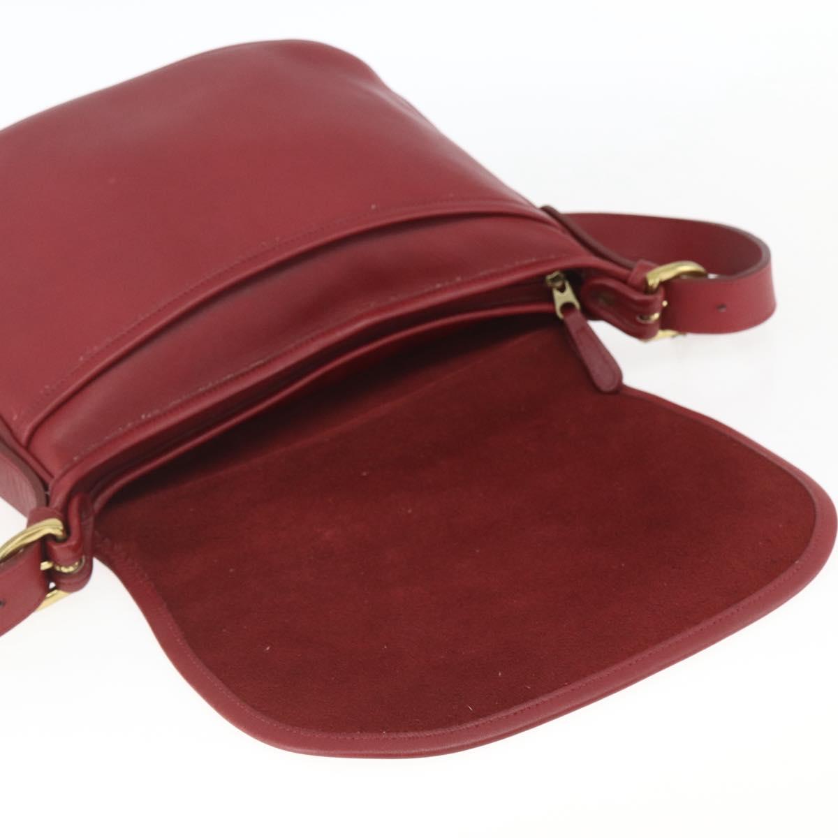 Coach Shoulder Bag Leather Red Gold Auth 165111