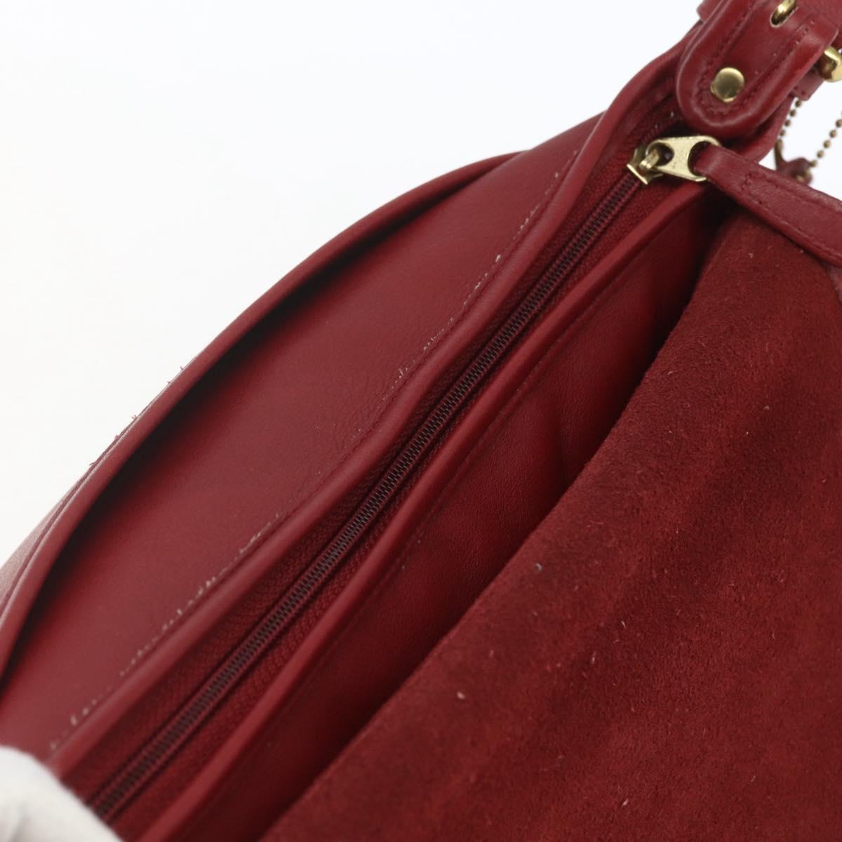 Coach Shoulder Bag Leather Red Gold Auth 165111