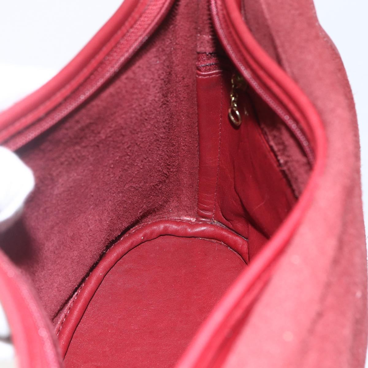 Coach Shoulder Bag Leather Red Gold Auth 165111
